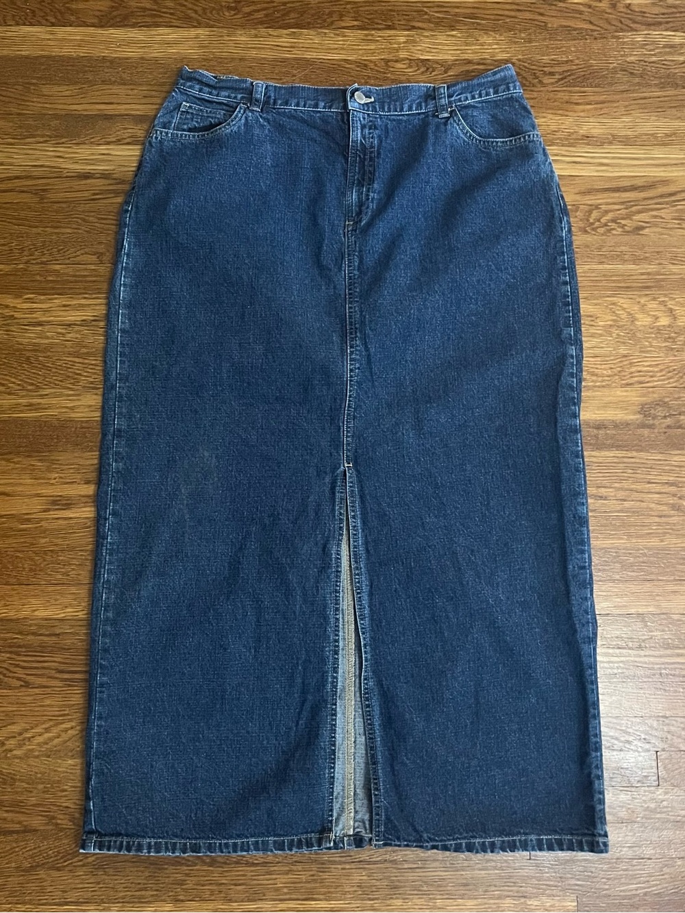 Y2k long denim jean  skirt 16 cotton St. John’s bay modest cowgirl trad classic